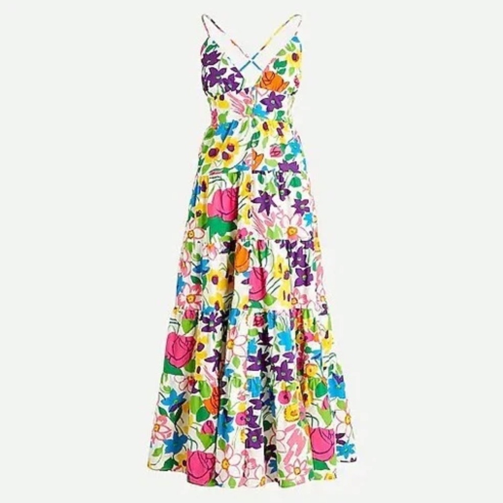 J. Crew Floral Cotton-poplin button-up dress in vibrant garden.  Size Small